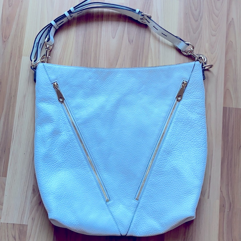 Rebecca Minkoff white moto hobo w/ gold hardware